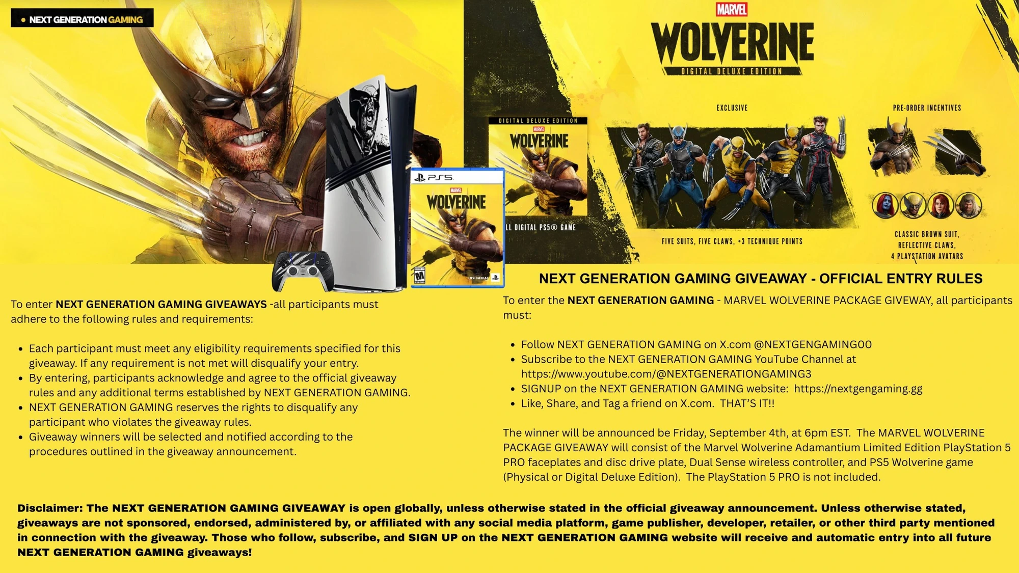 Marvel Wolverine PS5 Giveaway — Official entry rules and prize details